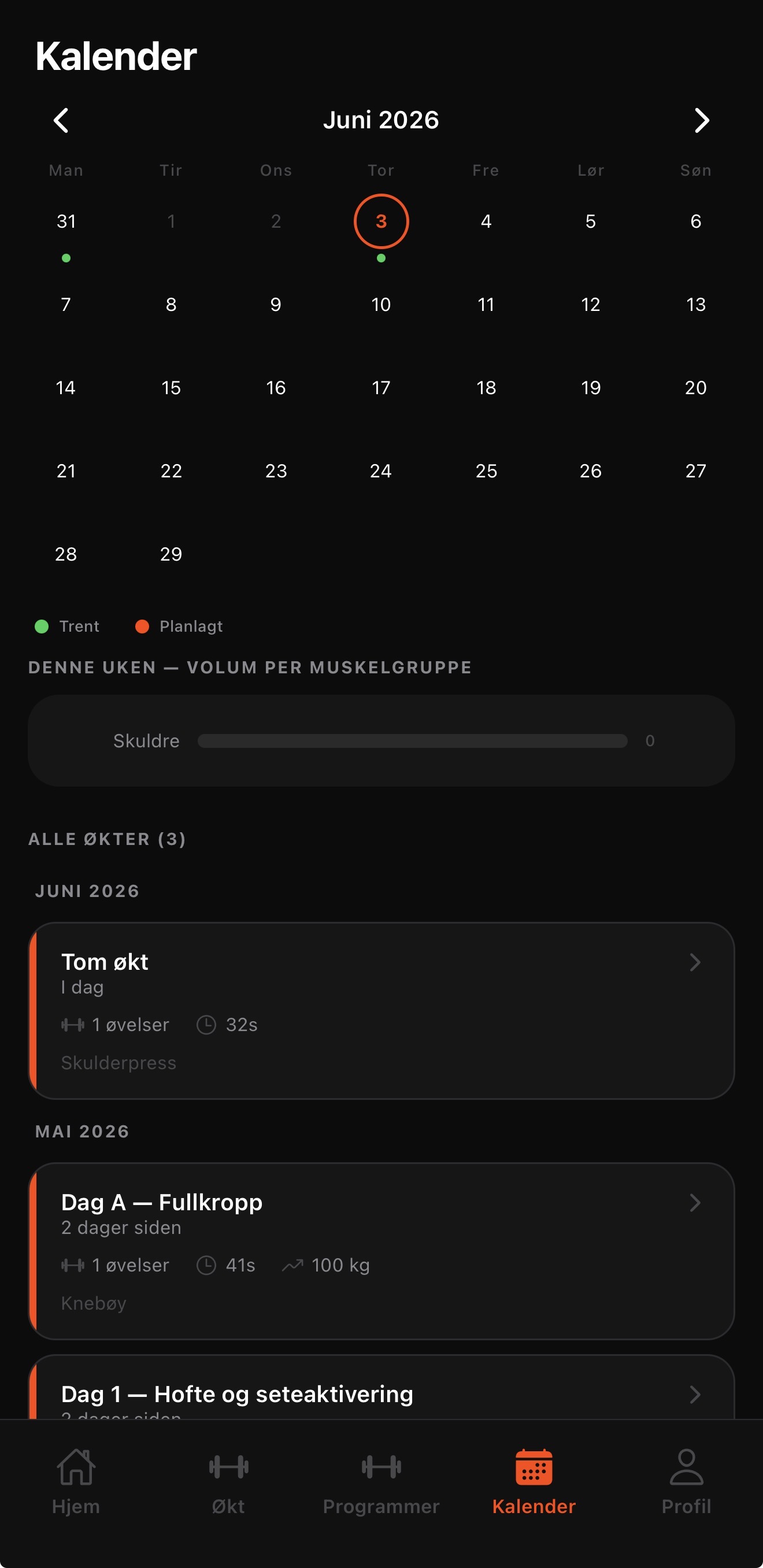 Løft app - Kalender